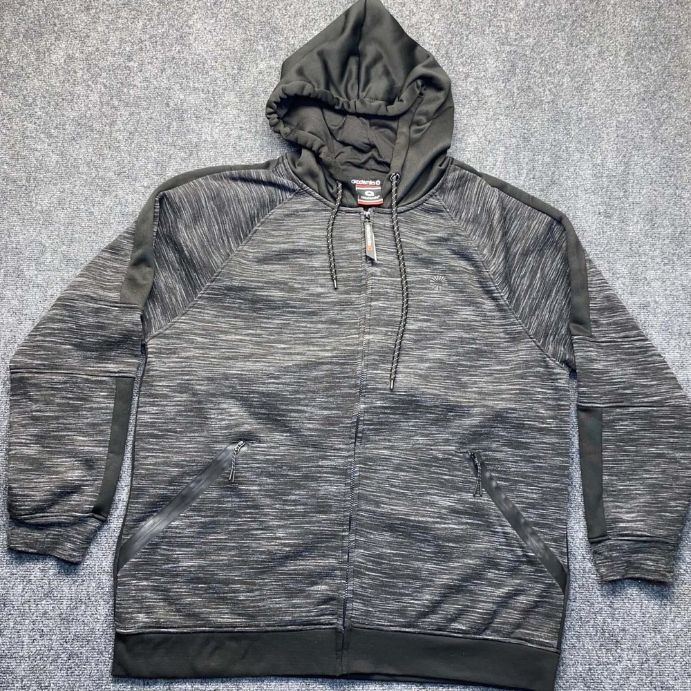 Akademiks Black Heather Gray Fleece Zip Up Jacket Men's Size 4XL Streetwear